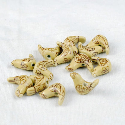 5pcs handmade vintage bird porcelain beads bird-shape ceramic beads DIY crafts hand paint [#38]