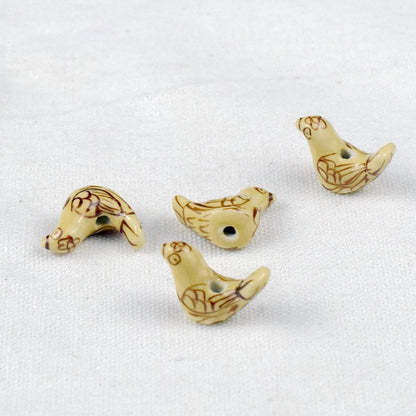 5pcs handmade vintage bird porcelain beads bird-shape ceramic beads DIY crafts hand paint [#38]