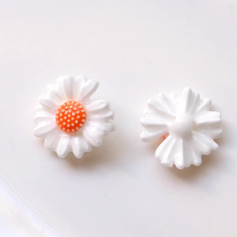 5pcs/50pcs  floral daisy shape porcelain beads glazed ceramic beads DIY crafts hand paint [#18]