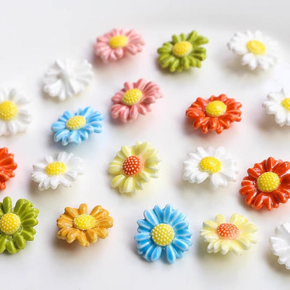 5pcs/50pcs  floral daisy shape porcelain beads glazed ceramic beads DIY crafts hand paint [#18]