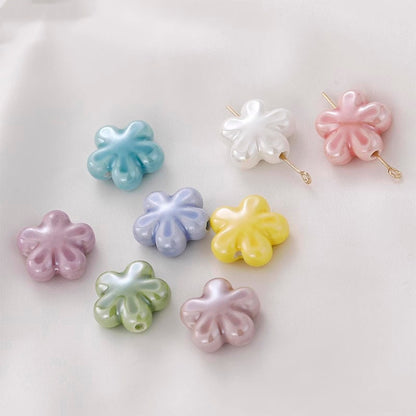 1 strand 20pcs floral shape porcelain beads glazed ceramic beads DIY crafts hand paint [#31]