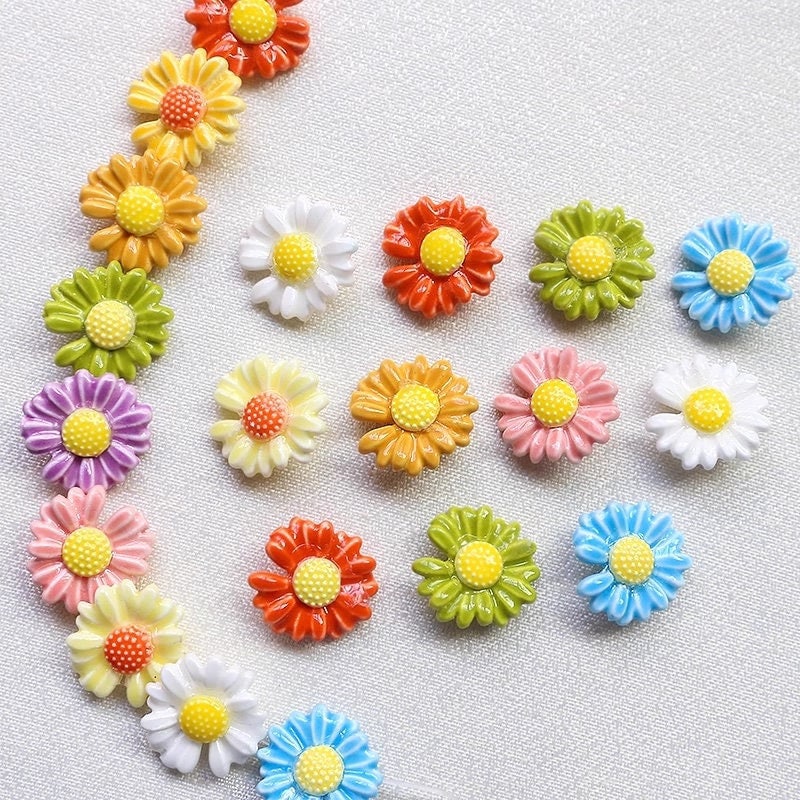 5pcs/50pcs  floral daisy shape porcelain beads glazed ceramic beads DIY crafts hand paint [#18]