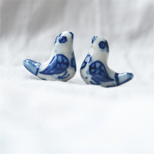 5pcs handmade vintage bird porcelain beads bird-shape ceramic beads DIY crafts hand paint [#27]