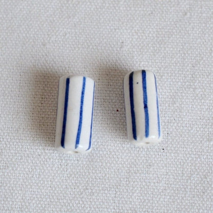 5pcs blue-and-white lined porcelain, hand-painted ceramic beads beaded necklaces DIY jewelry accessories [#6]