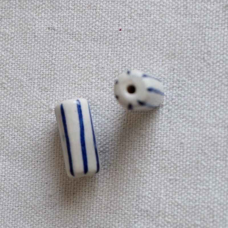 5pcs blue-and-white lined porcelain, hand-painted ceramic beads beaded necklaces DIY jewelry accessories [#6]