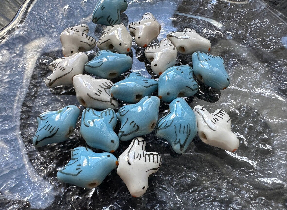 5pcs handmade pigeon porcelain beads bird-shape ceramic beads DIY crafts hand paint [#1]