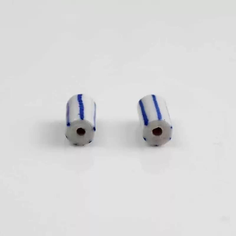 5pcs blue-and-white lined porcelain, hand-painted ceramic beads beaded necklaces DIY jewelry accessories [#6]