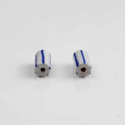 5pcs blue-and-white lined porcelain, hand-painted ceramic beads beaded necklaces DIY jewelry accessories [#6]