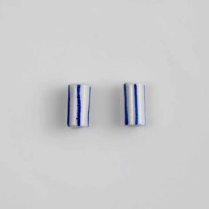 5pcs blue-and-white lined porcelain, hand-painted ceramic beads beaded necklaces DIY jewelry accessories [#6]