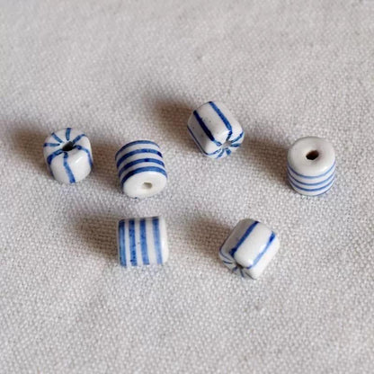 5/100pcs blue-and-white stripe lined porcelain with variations, hand-painted ceramic beads beaded necklaces DIY jewelry accessories