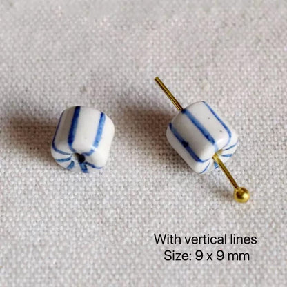 5/100pcs blue-and-white stripe lined porcelain with variations, hand-painted ceramic beads beaded necklaces DIY jewelry accessories